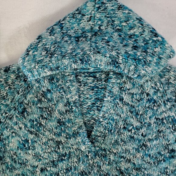 Moda International Teal V-Neck Sweater with Hood Women's Size Large - Picture 5 of 9